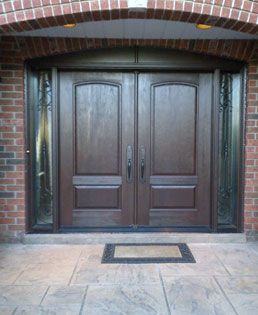 Fiberglass front entry door installation example — Toronto area residential exterior