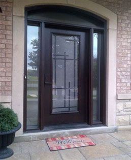Modern fiberglass entrance door style with hardware — Fiberglass Doors Toronto