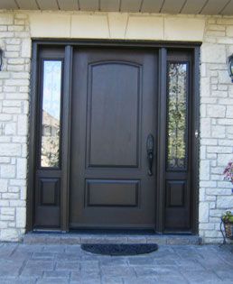 Traditional fiberglass front door finish and panel design example