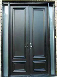 Modern front entry door option with decorative glass insert in Toronto home style