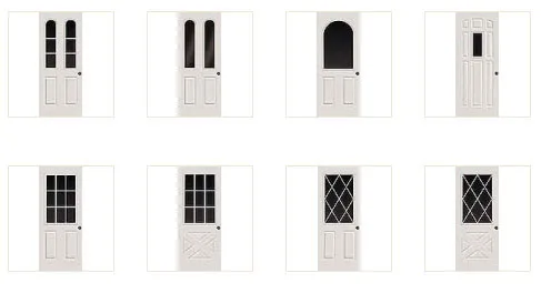 Fiberglass front entry door panel and glass layout example — door styles Toronto