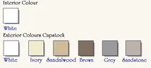 Window colour chart showing standard and custom finish options