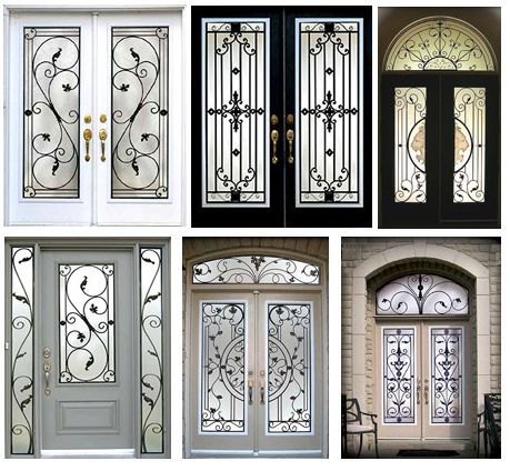 Wrought iron decorative inserts for fiberglass front entry doors — Fiberglass Doors Toronto